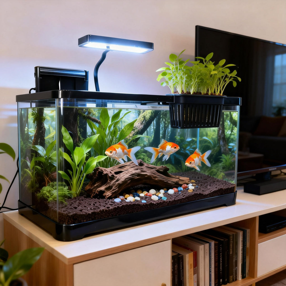 5 Gallon Plastic Aquarium Starter Kit with Filter and LED Light H697170