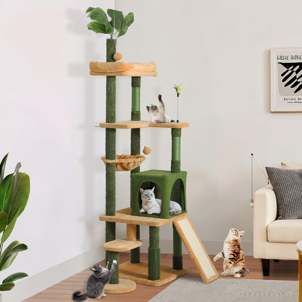Tall Cat Tree Tower with Leaves Z9607
