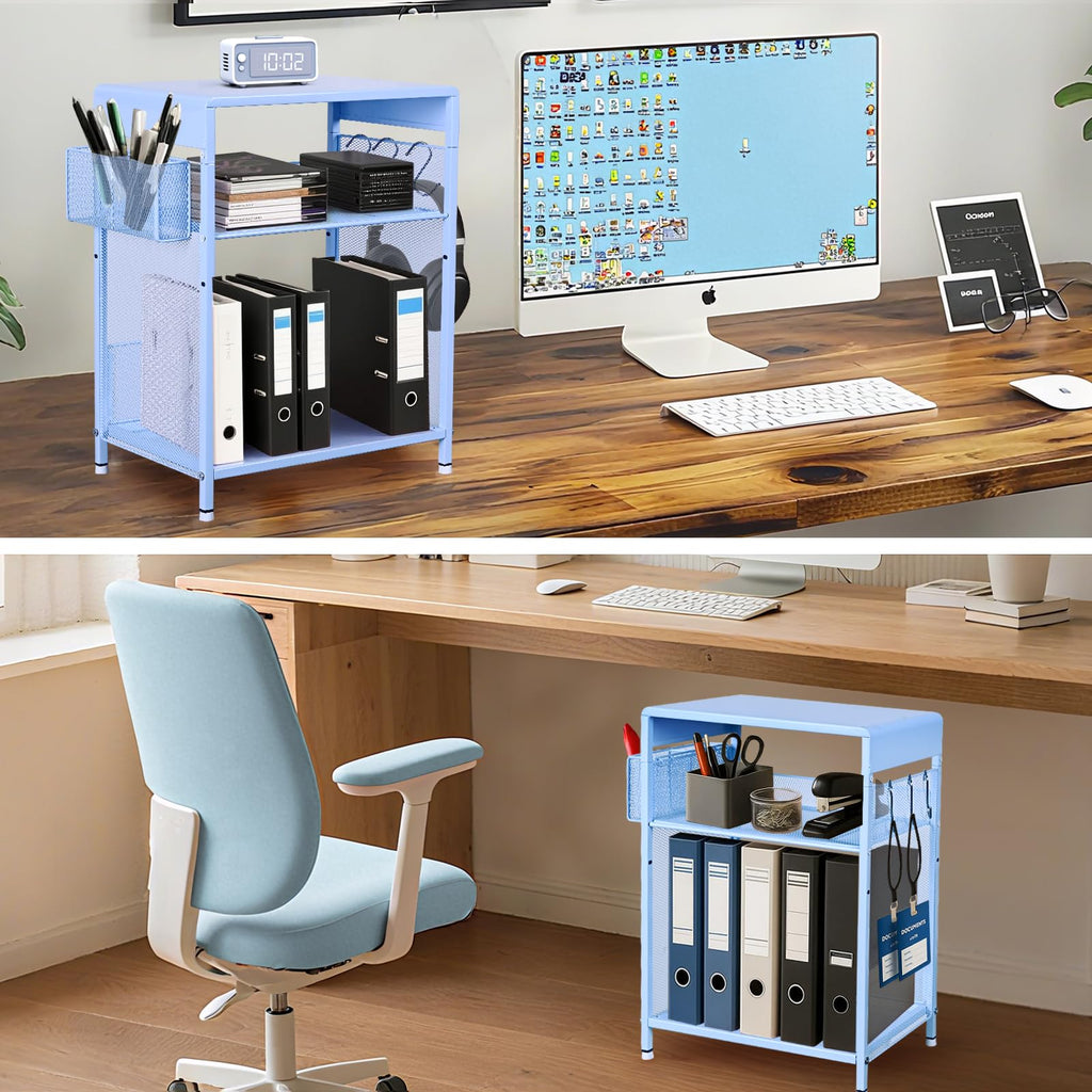 Sky Blue Kids Nightstand with Hooks and Holder C133