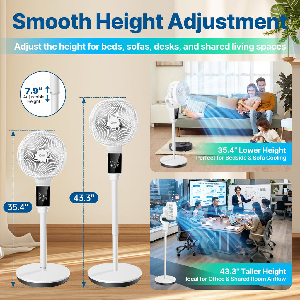 Oscillating Fan, 360° Air Circulator Pedestal Fan, 43.3” Adjustable Height C5613