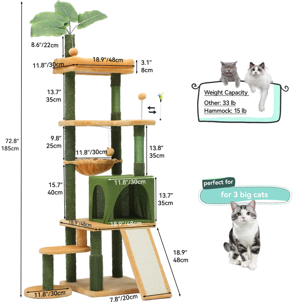 Tall Cat Tree Tower with Leaves Z9607
