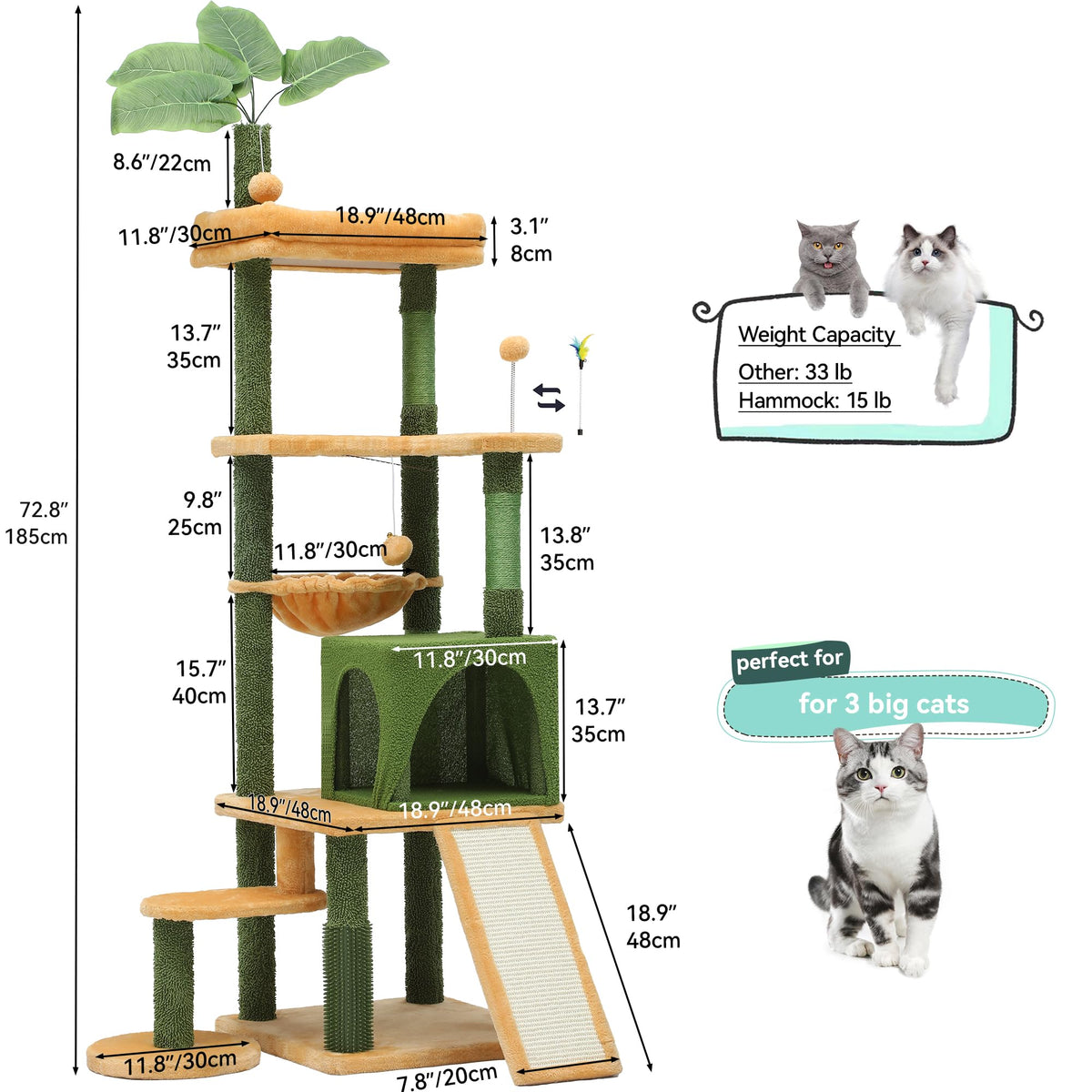 Tall Cat Tree Tower with Leaves Z9607