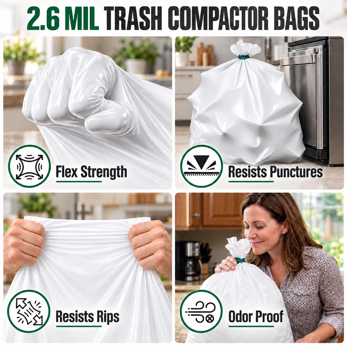 60pack 2.6 Mil 18 Gal Trash Compactor Bags N14843