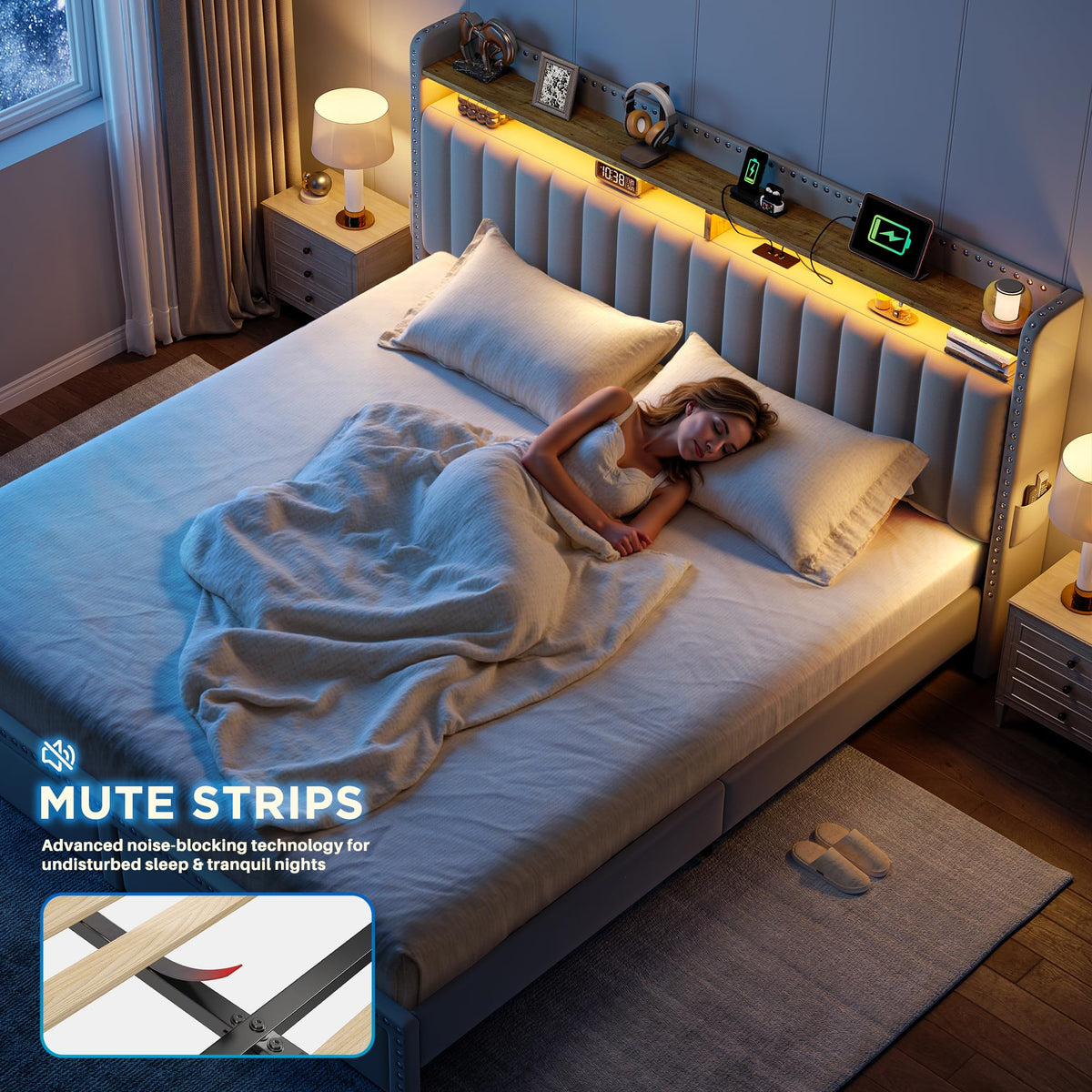 Queen Size Bed Frame with 2 Drawers Q39477