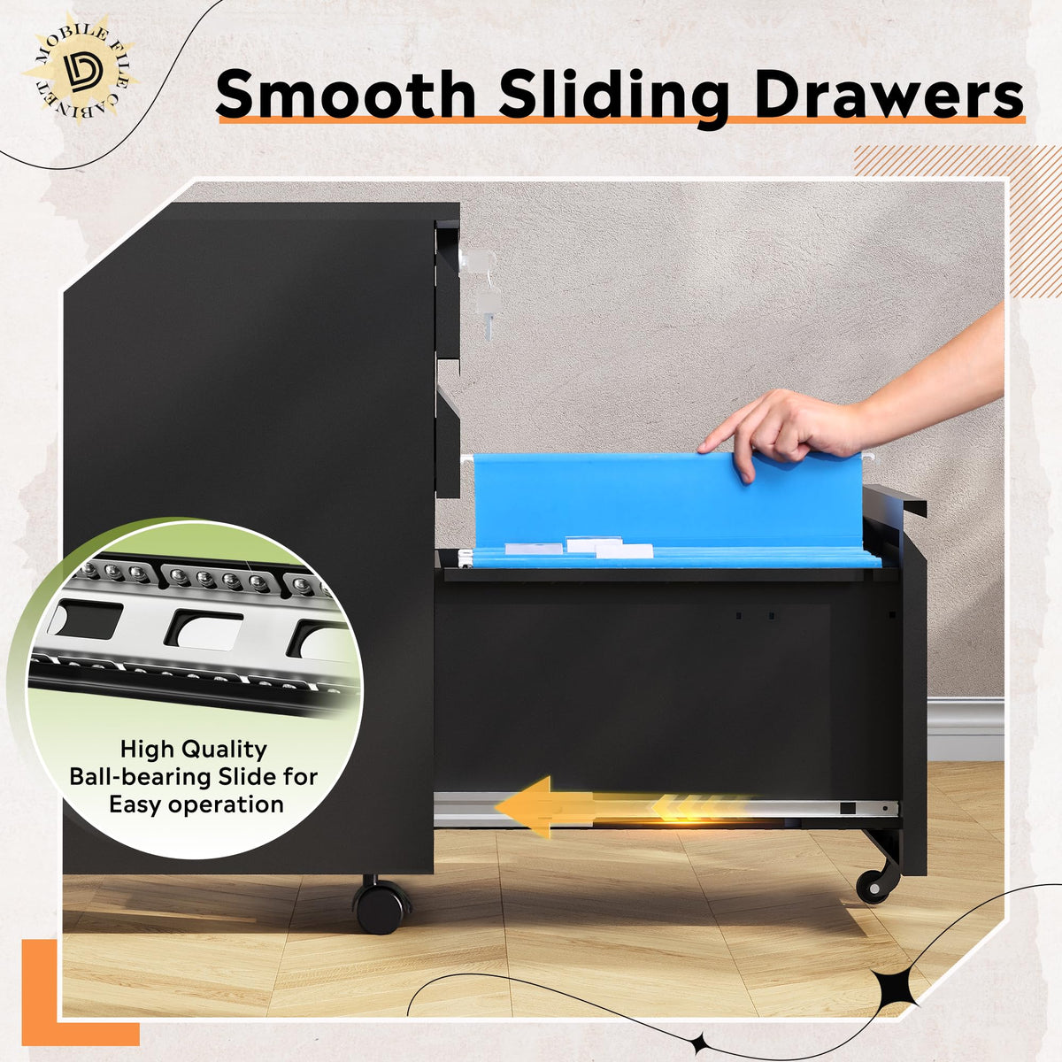 3 Drawer Mobile File Cabinet with Lock U919