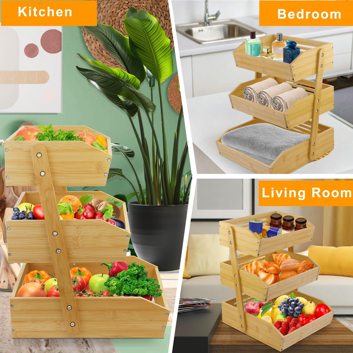 3 Tier Bamboo Fruit Basket V99605