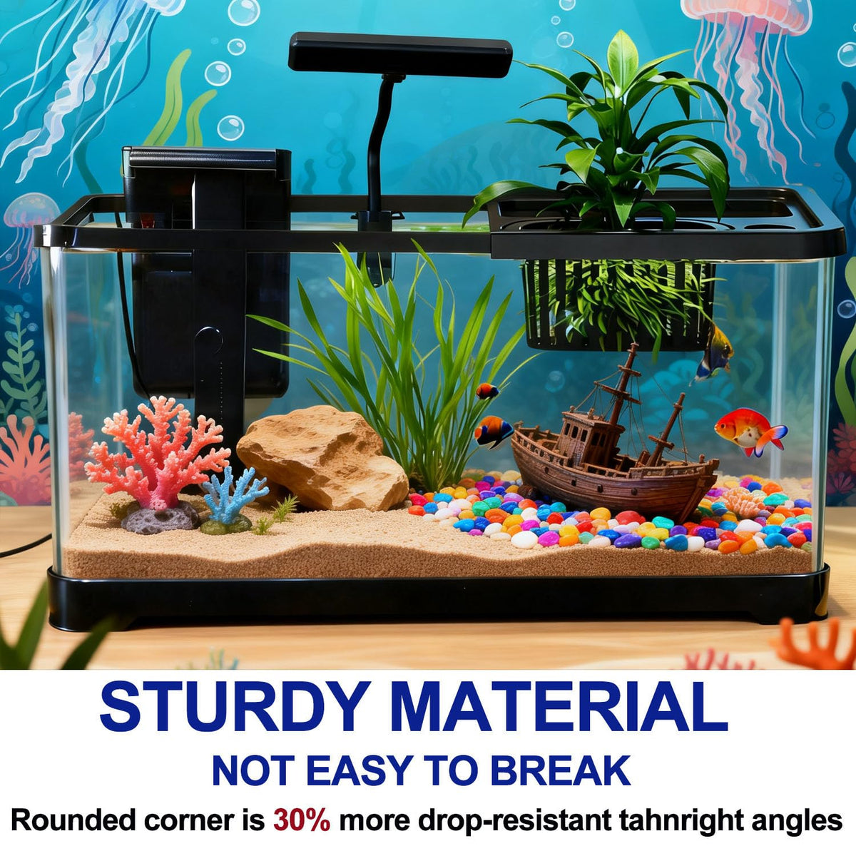 5 Gallon Plastic Aquarium Starter Kit with Filter and LED Light H697170