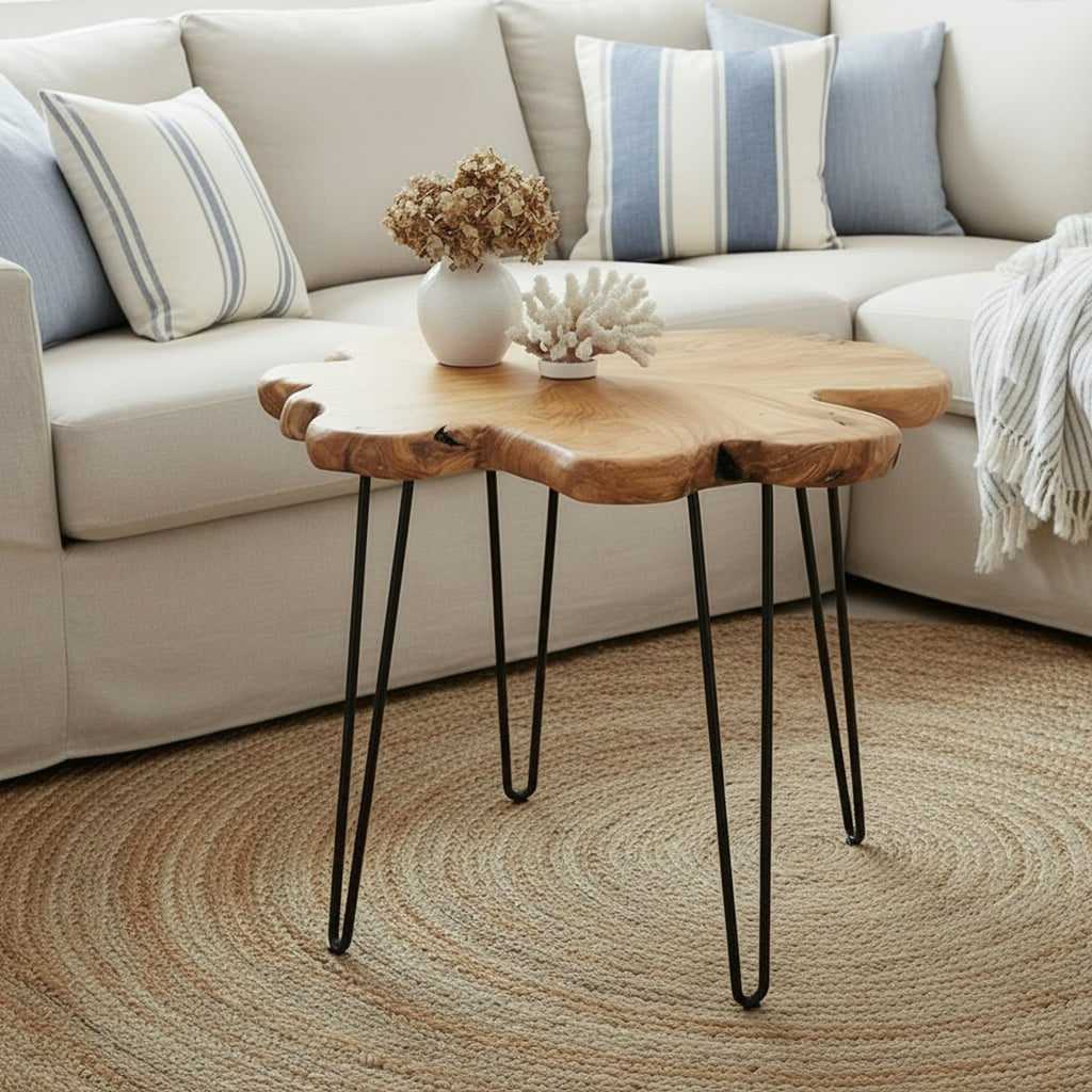 Flower-Shaped Live Edge Cedar Coffee Table K373528