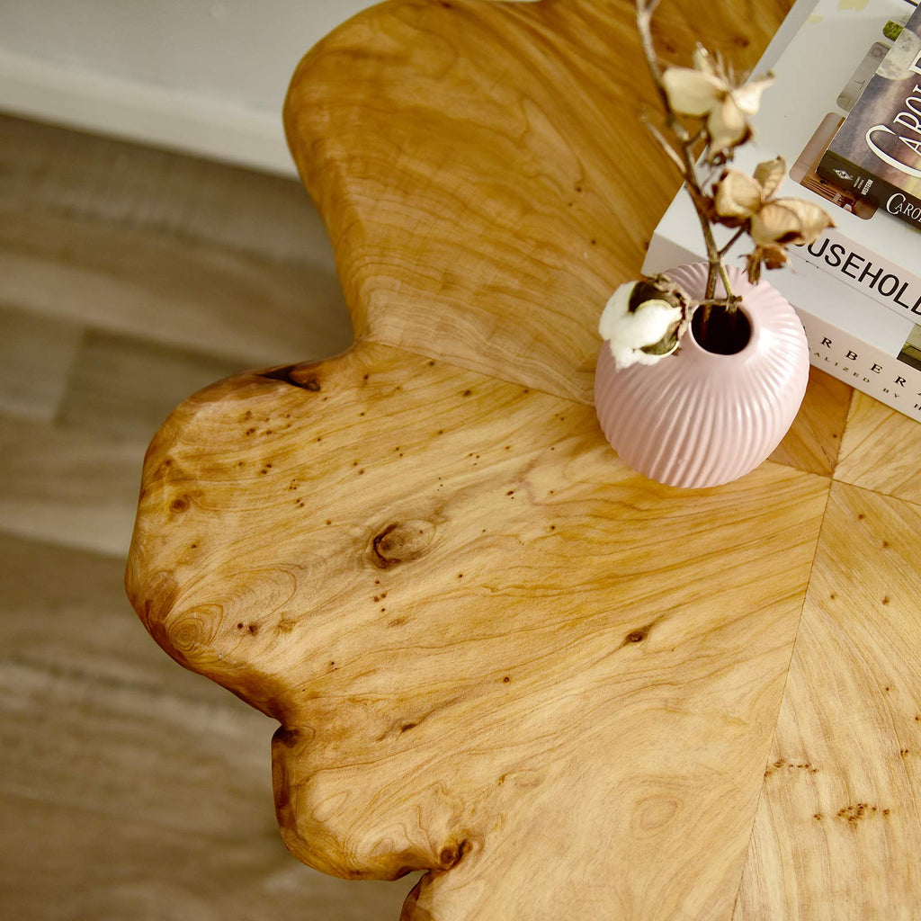 Flower-Shaped Live Edge Cedar Coffee Table K373528