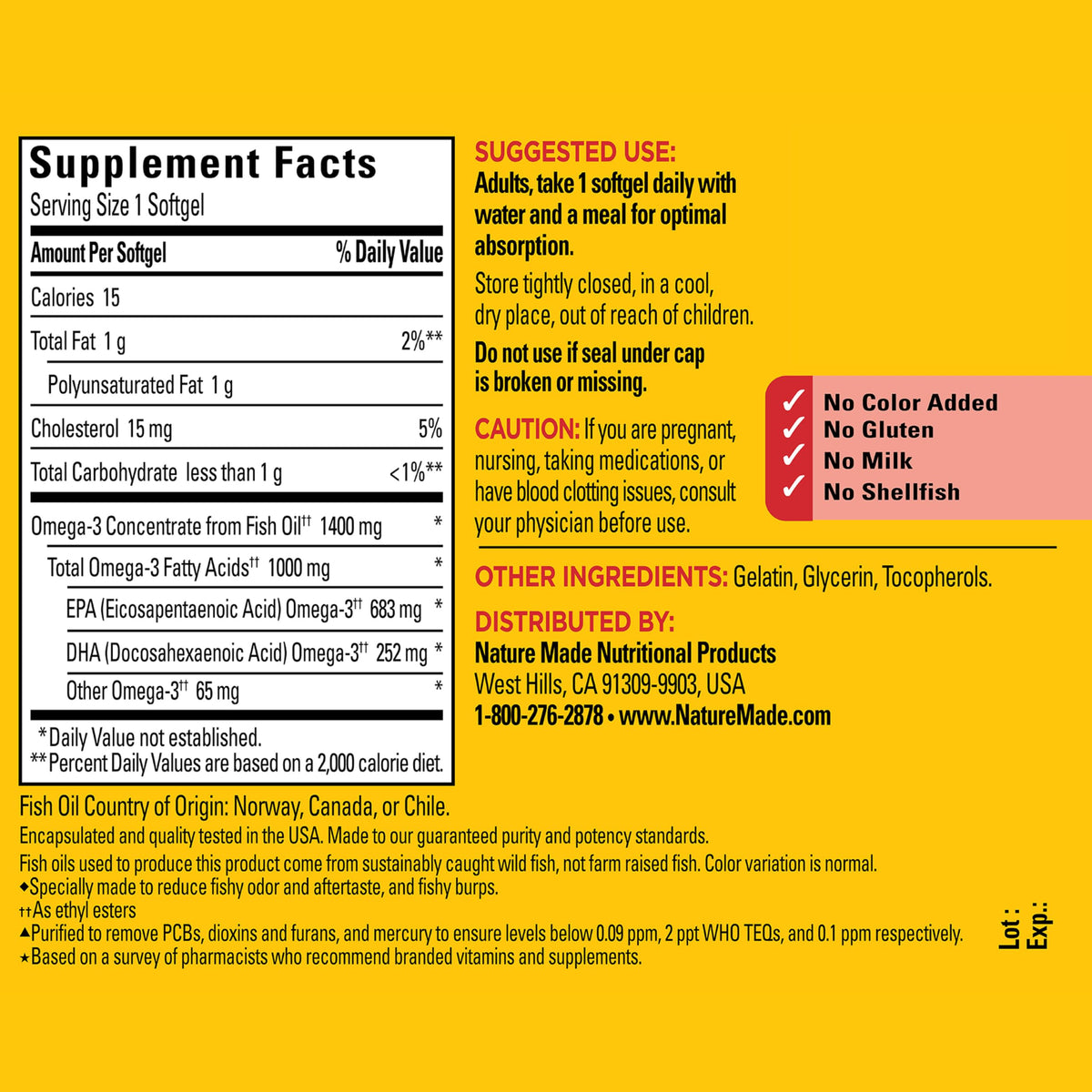 Omega 3 Fish Oil Supplement 1400mg 45 Softgel R870