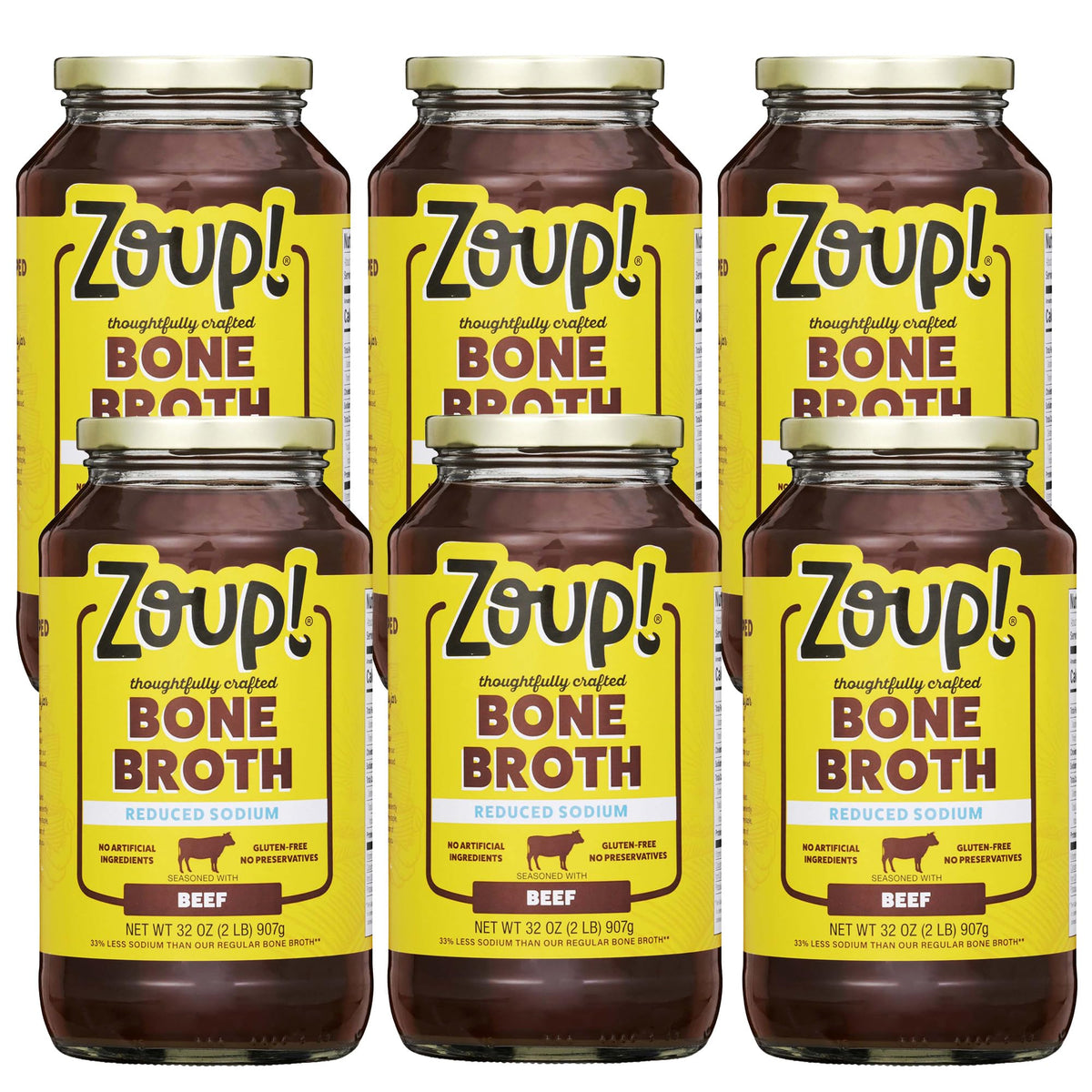 Reduced Sodium Beef Bone Broth 6 Pack 32 oz V371