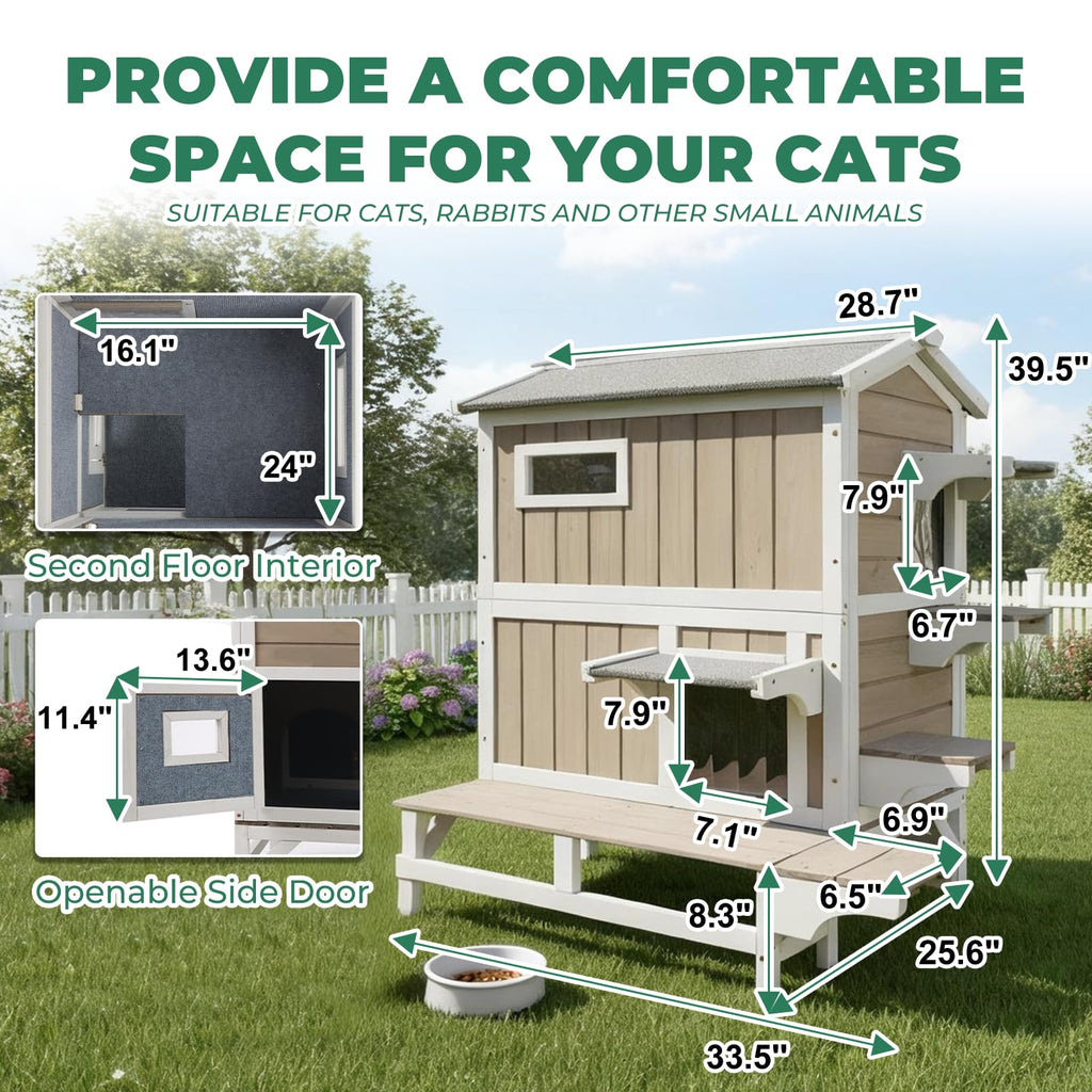 Insulated 2-Story Outdoor Cat House W47814