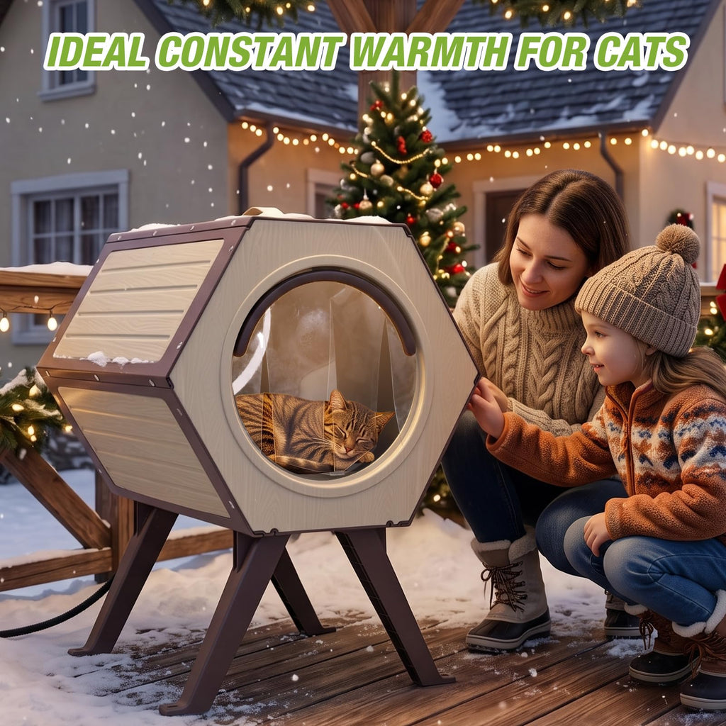 Heated Outdoor Cat House with Liner Z95211