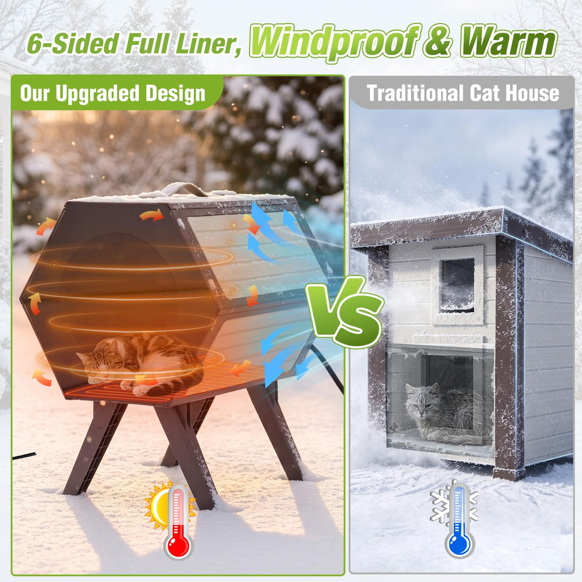 Heated Outdoor Cat House with Liner Z95211