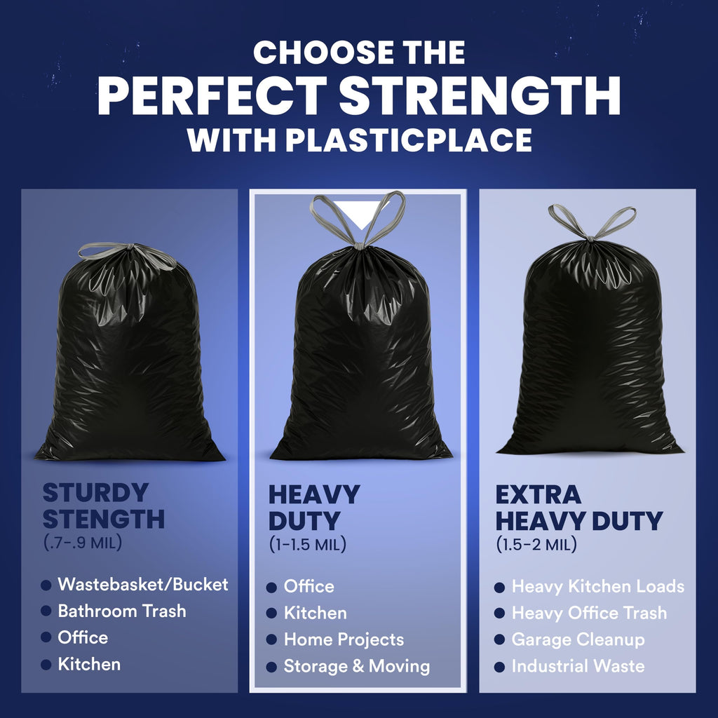32-33 Gallon 1.2 Mil Black Drawstring Trash Bags, 100 Count L47204