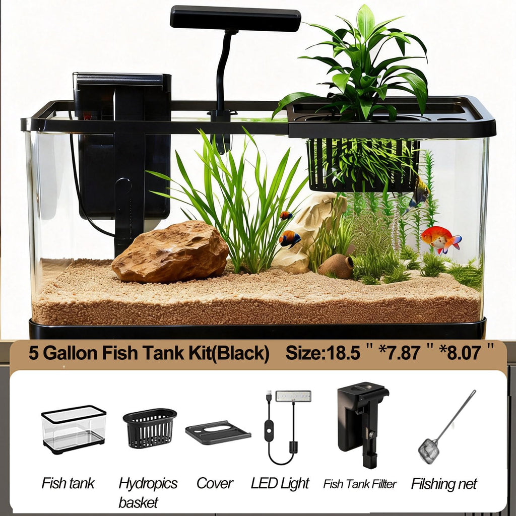 5 Gallon Plastic Aquarium Starter Kit with Filter and LED Light H697170