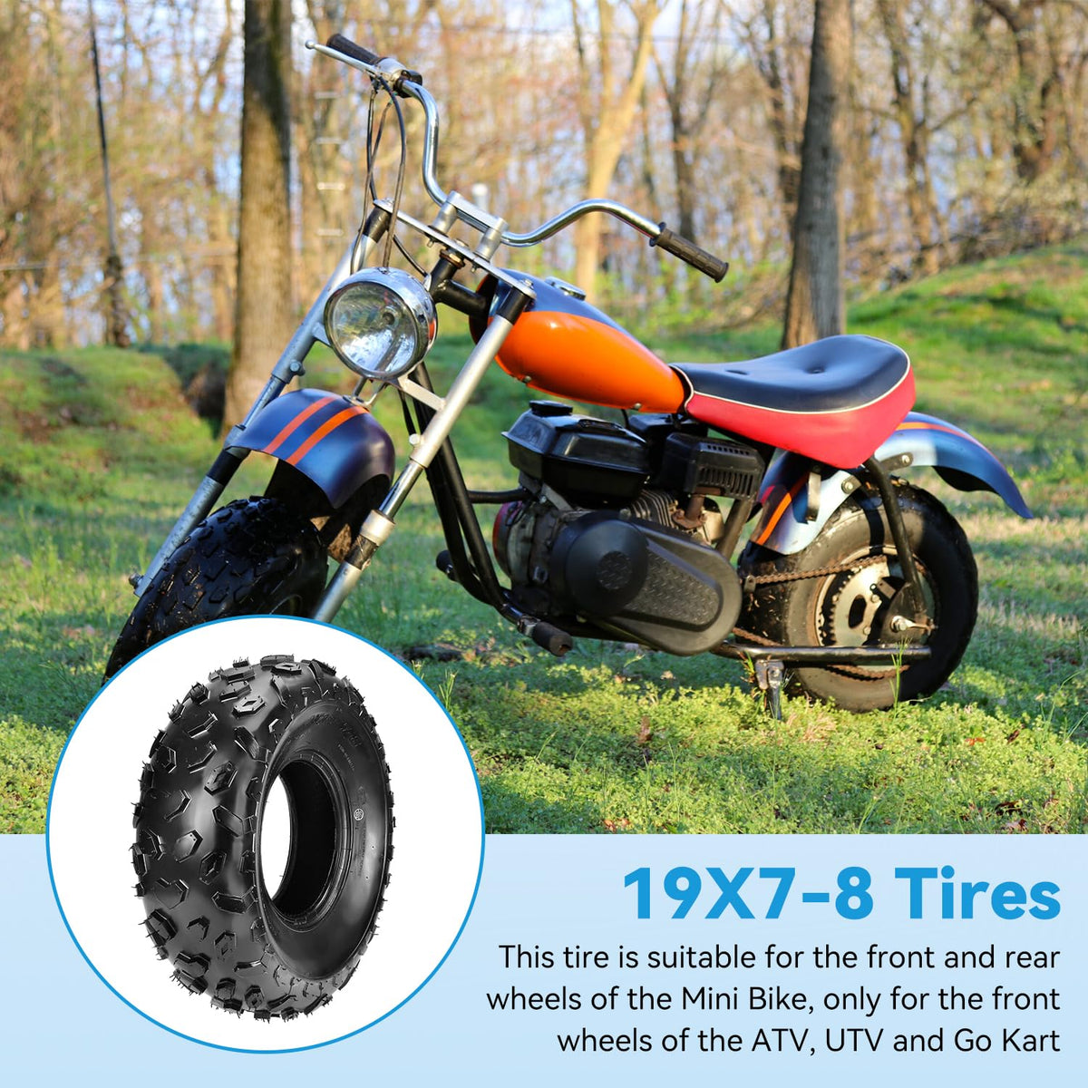 19x7-8 Mini Bike Tire Tubeless Replacement C40992
