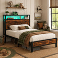 Twin Metal Bed Frame with Storage Headboard E190