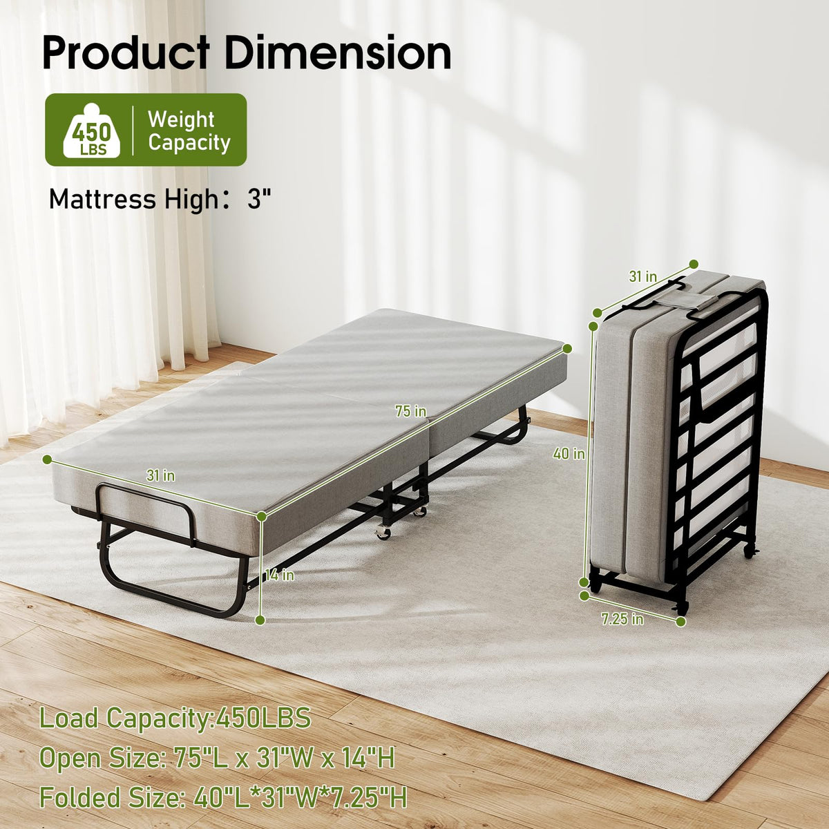 Folding Bed on Wheels I5996