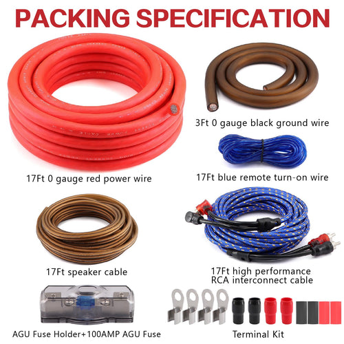 0 Gauge CCA Amplifier Wiring Kit C3476