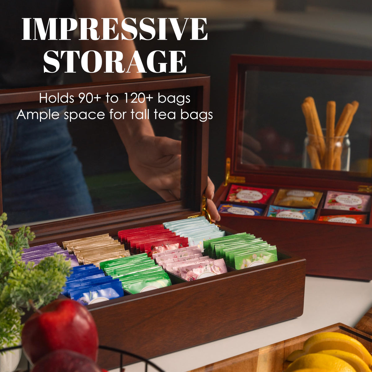 Wooden Tea Bag Organizer D408874
