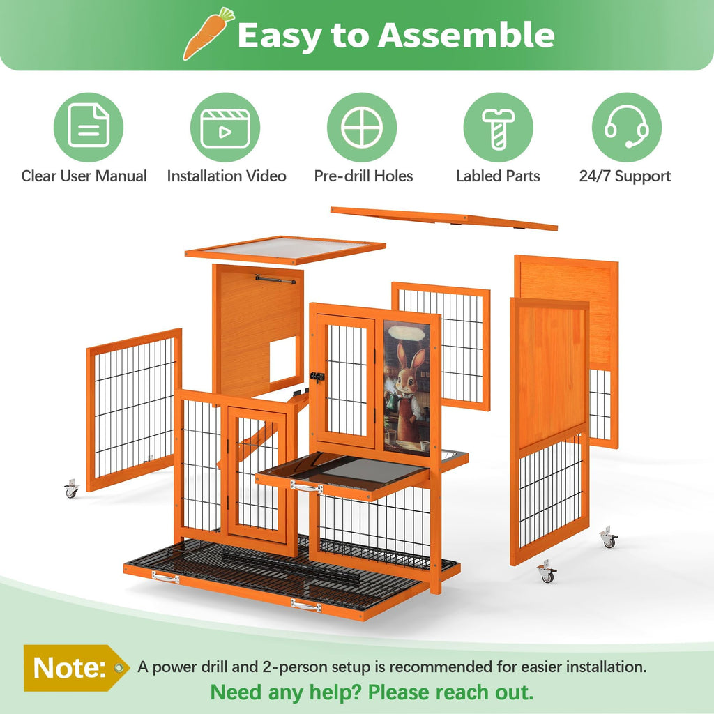 Rabbit Hutch with Wire Floor & Removable Tray S6234