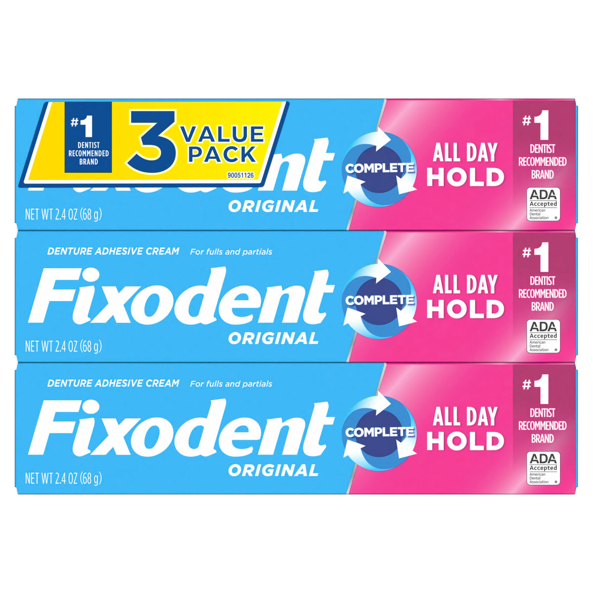 Denture Adhesive Cream 2.4 oz 3-Pack O35634