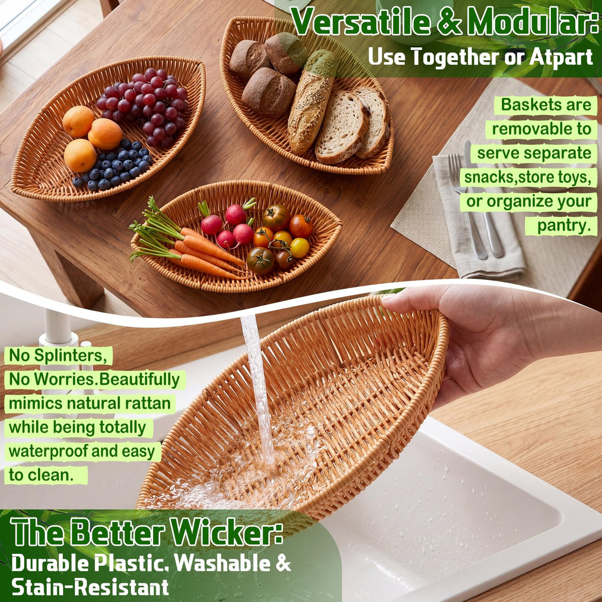 3 Tier Rattan Fruit Basket S7881