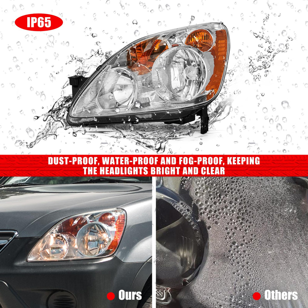 Headlight Chrome Housing Amber Reflector Replacement Pair M28165
