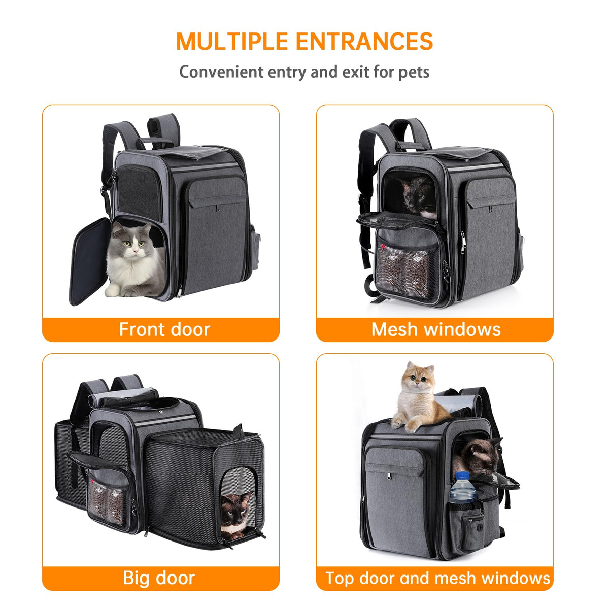 Double Side Expandable Cat Backpack Carrier with Breathable Mesh D5566