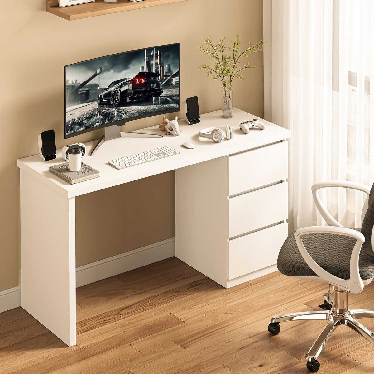 White Desk with Drawers I5208