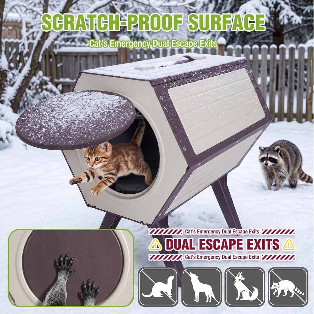 Heated Outdoor Cat House with Liner Z95211