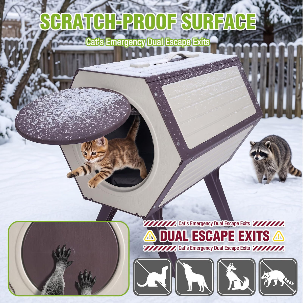 Heated Outdoor Cat House with Liner Z95211