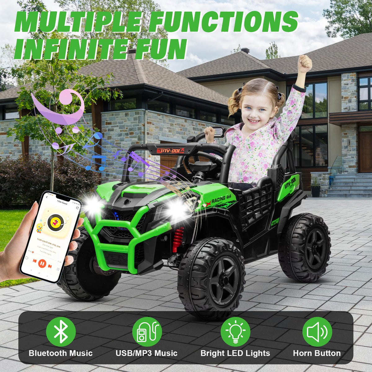 Green 2-Seater Ride On Car Truck D70201