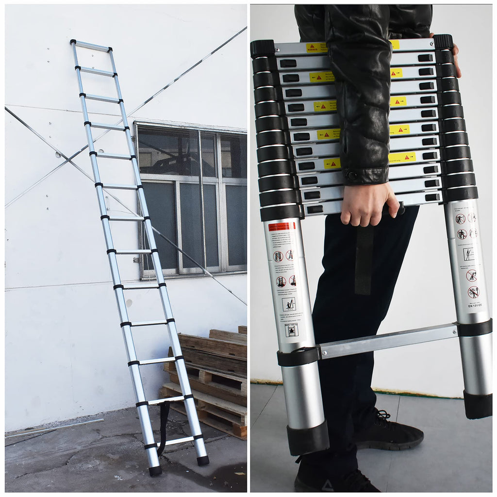 12.5FT Aluminum Telescoping Ladder 330 pounds Q60624