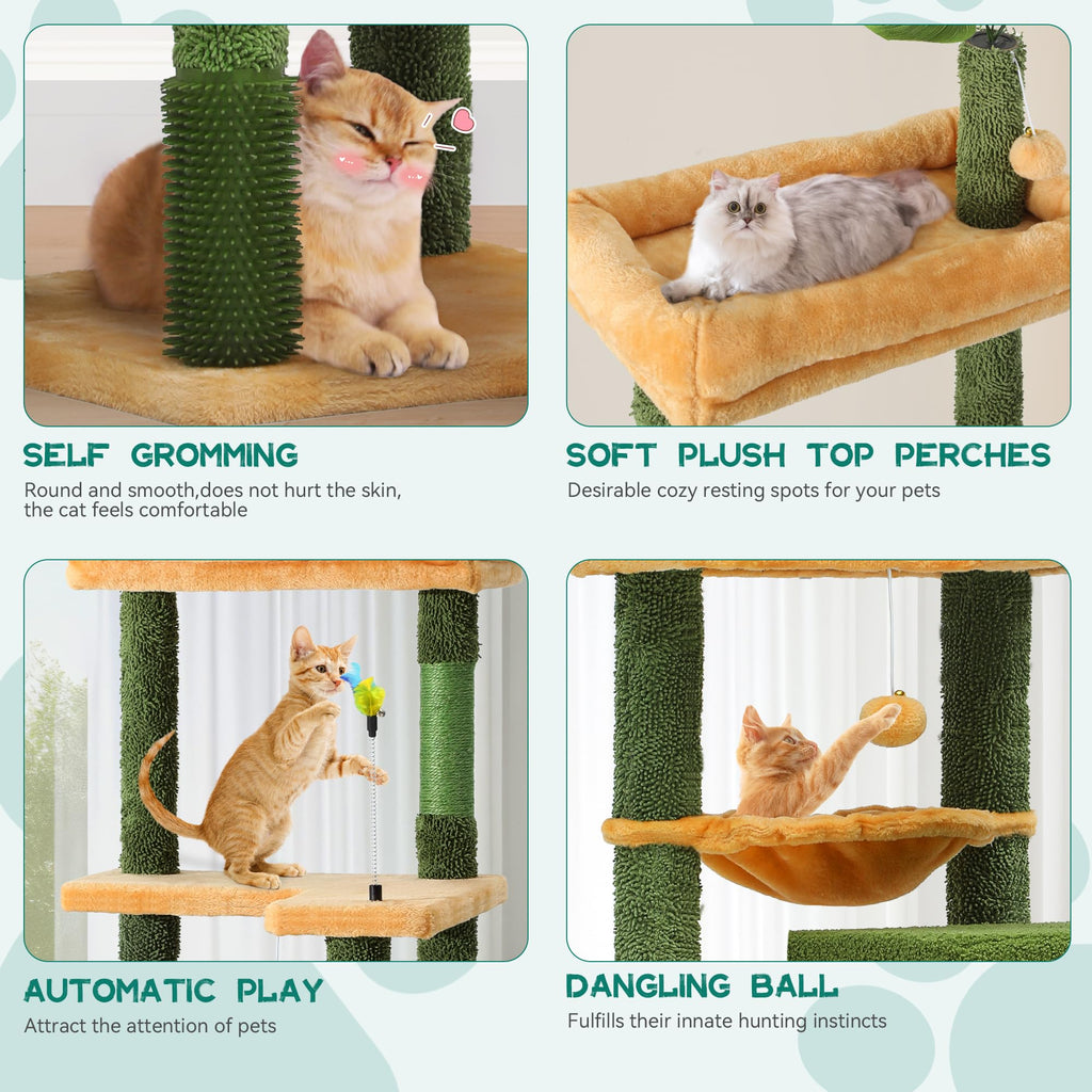Tall Cat Tree Tower with Leaves Z9607