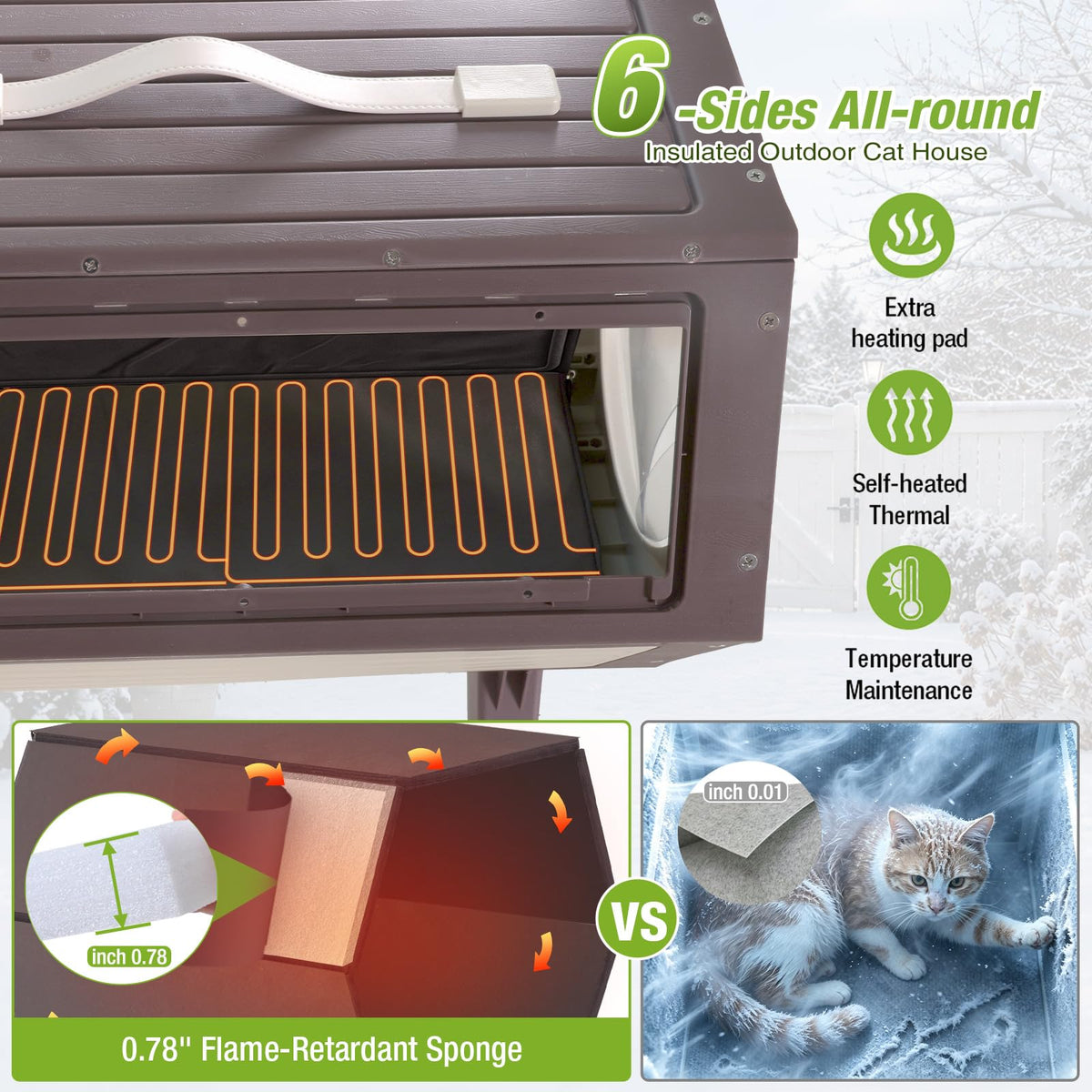 Heated Outdoor Cat House with Liner Z95211