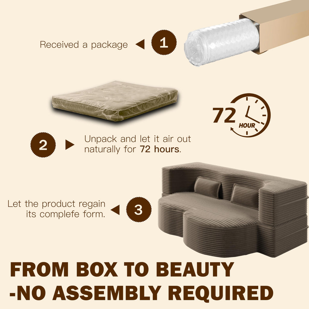 Brown Corduroy Convertible Futon Sofa Bed X560