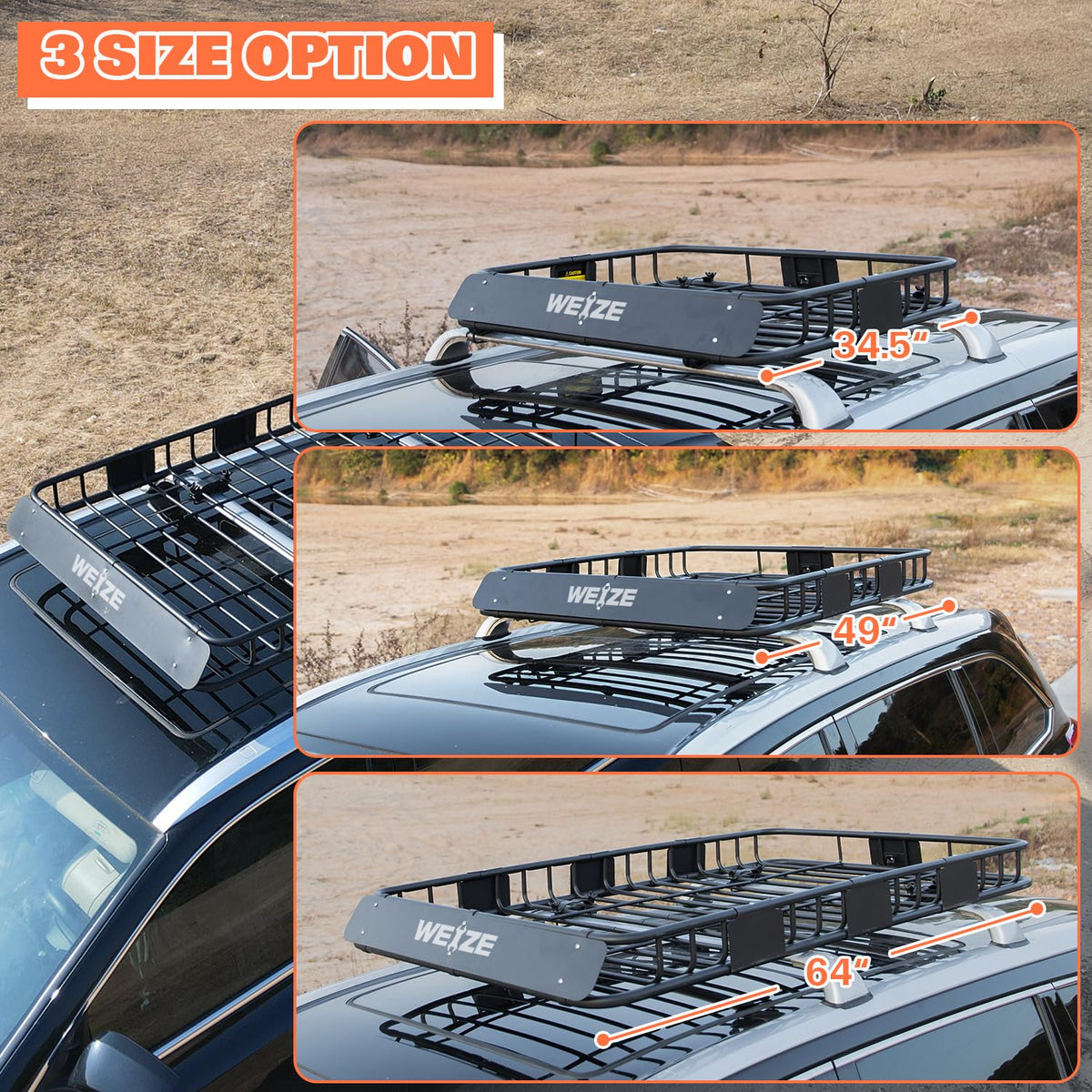 64"x 39" Steel Roof Rack Cargo Carrier with Waterproof Bag T77532