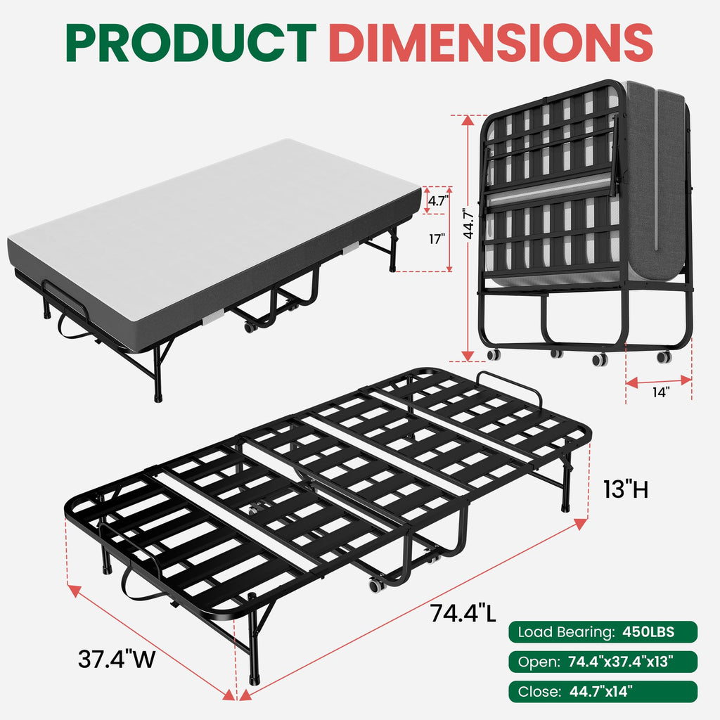 75"x38" Folding Bed with Mattress R130777