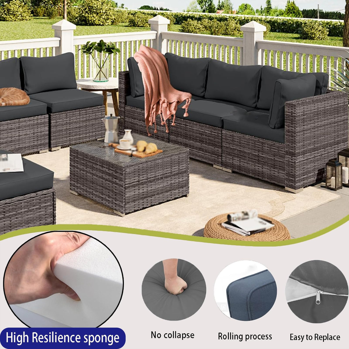 Light Blue 14-Piece Water-Repellent Outdoor Replacement Cushions Set O194586