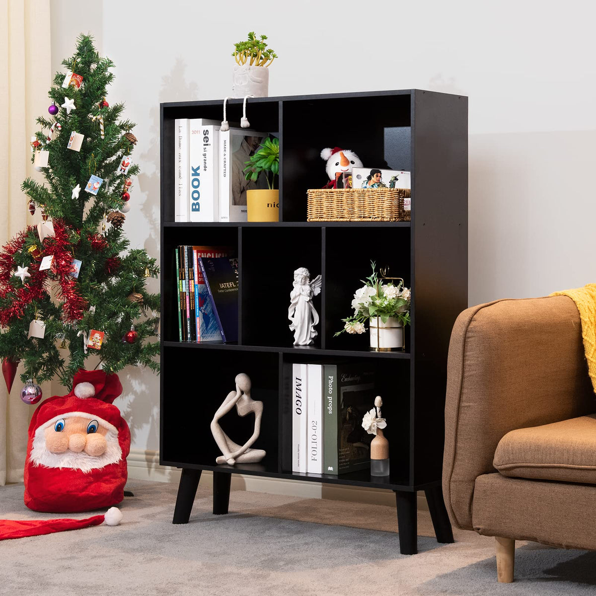 Black 3 Tier Wood Bookshelf L567142