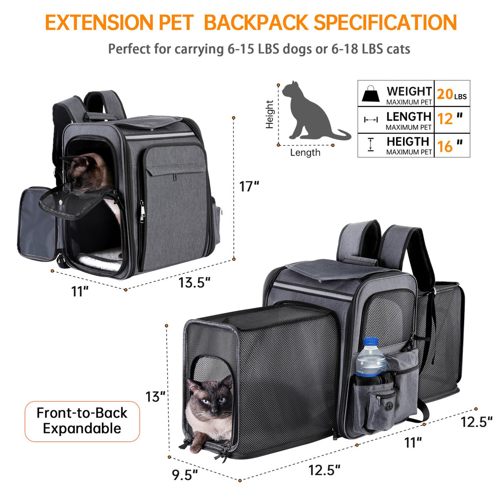 Double Side Expandable Cat Backpack Carrier with Breathable Mesh D5566