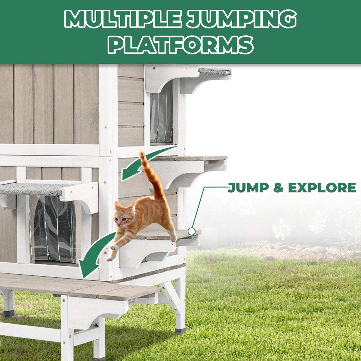 Insulated 2-Story Outdoor Cat House W47814