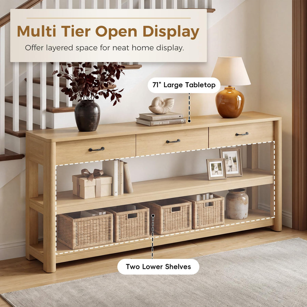 Oak Console Table with Storage Drawers F943259