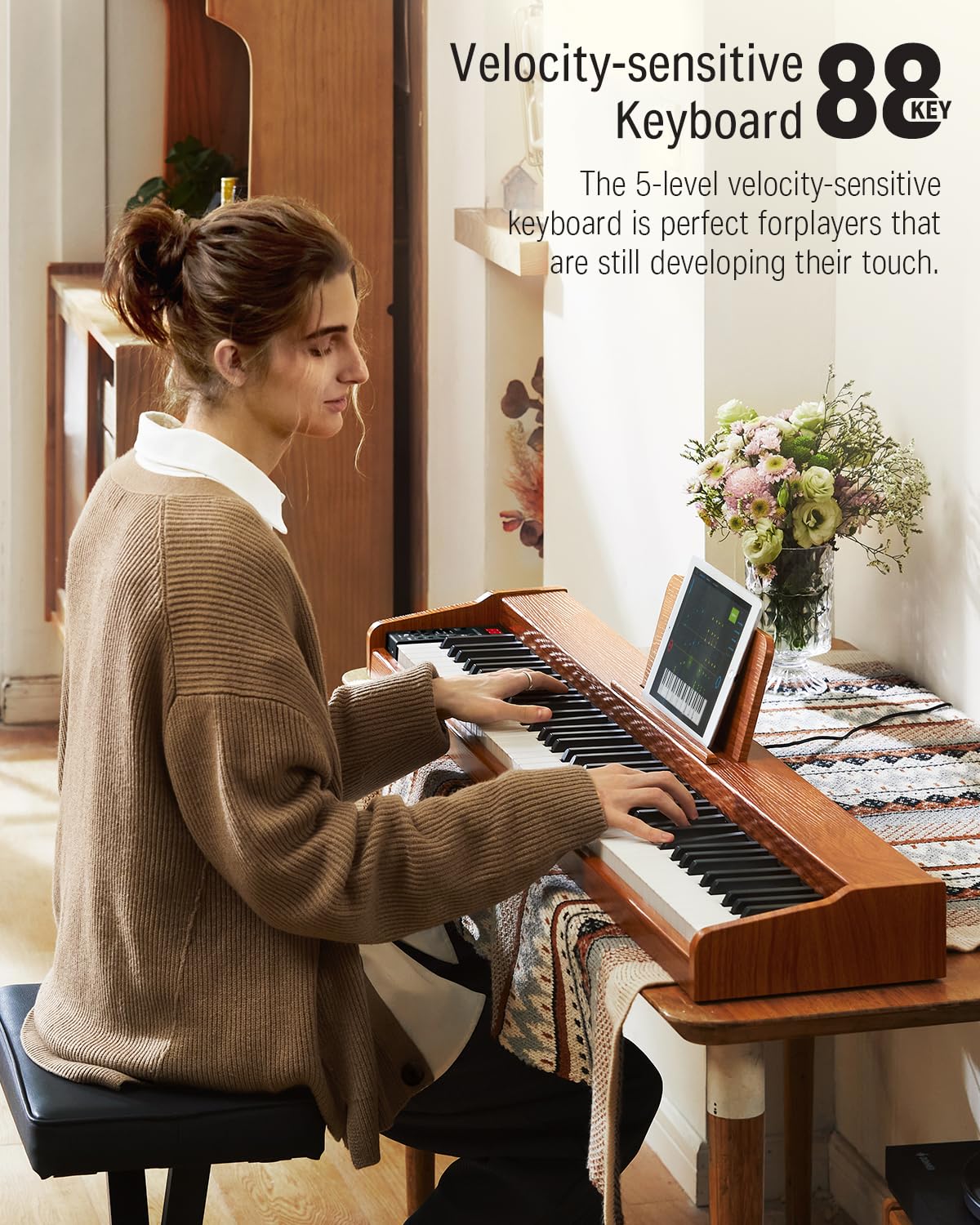 88 Keys Digital Piano with Stand and Sustain Pedal F6215