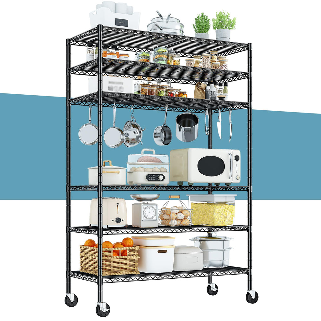 82" 6-Tier Adjustable Storage Shelves with Wheels B10516