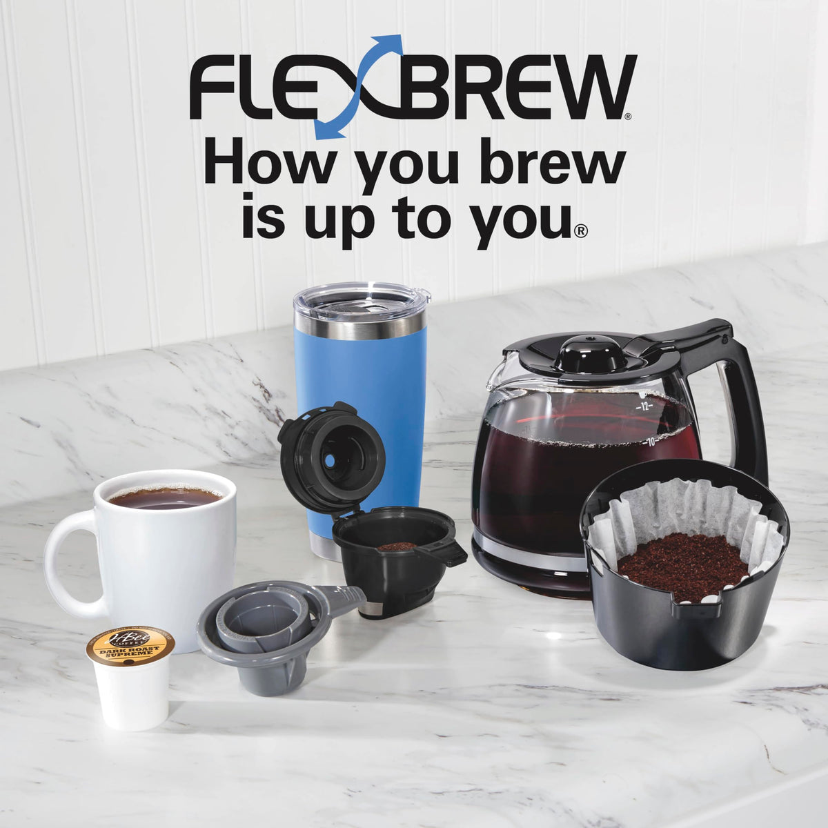 2-Way Coffee Maker with K-Cup Pods or Grounds, Black P8698