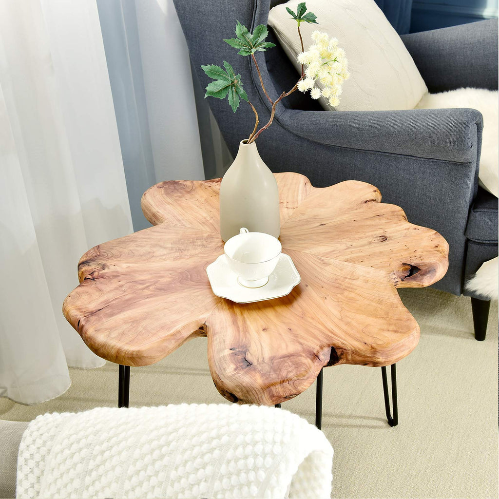 Flower-Shaped Live Edge Cedar Coffee Table K373528