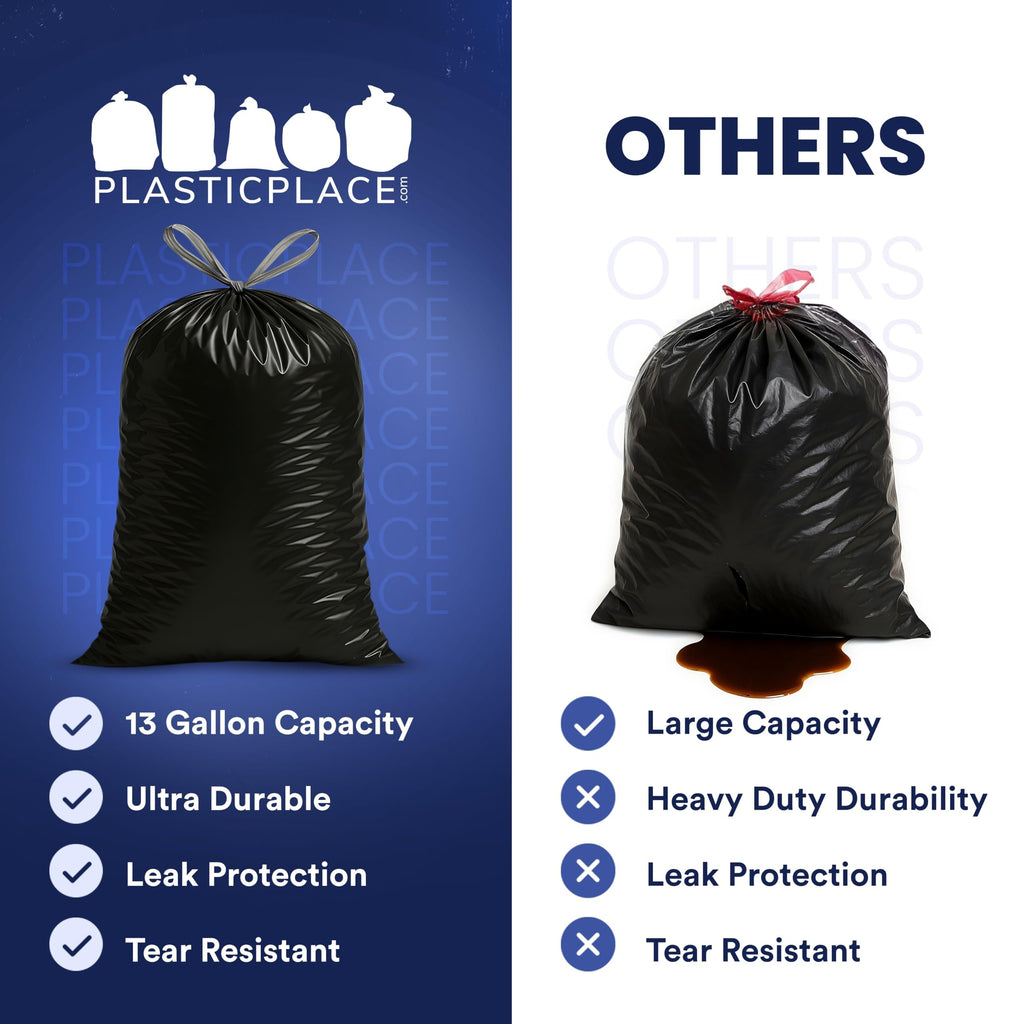 32-33 Gallon 1.2 Mil Black Drawstring Trash Bags, 100 Count L47204